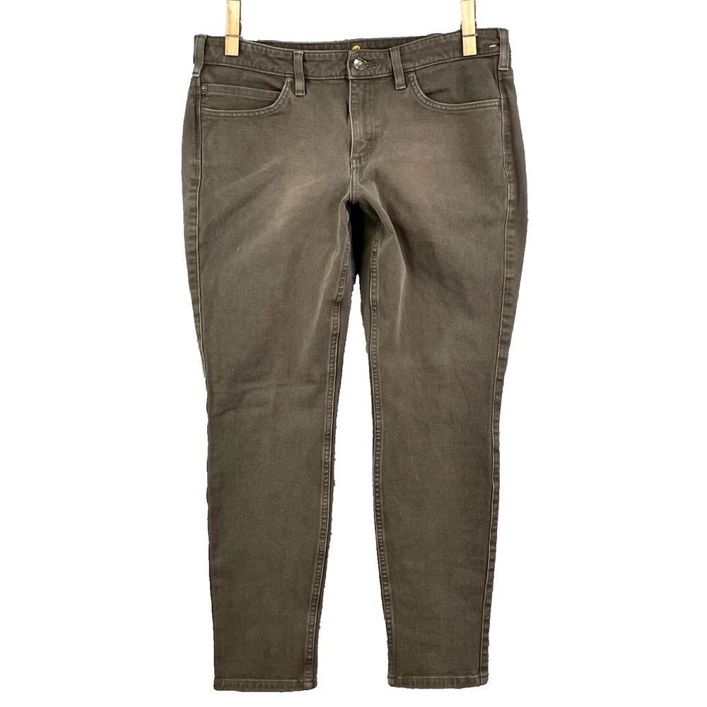 Carhartt Rugged Flex Slim Fit Pants Womens 34x26.5* Brown Twill Stretch Workwear